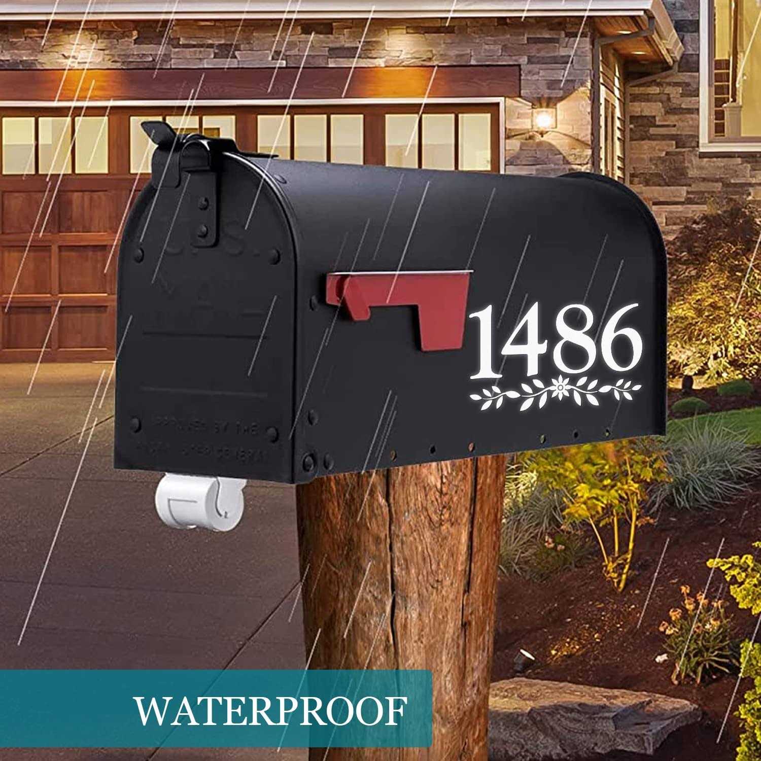 Diggoo Reflective Mailbox Numbers Die Cut Decal Rustic Style Flowers House Number Address Sign Front Door Decal Vinyl Letterin - Image 4