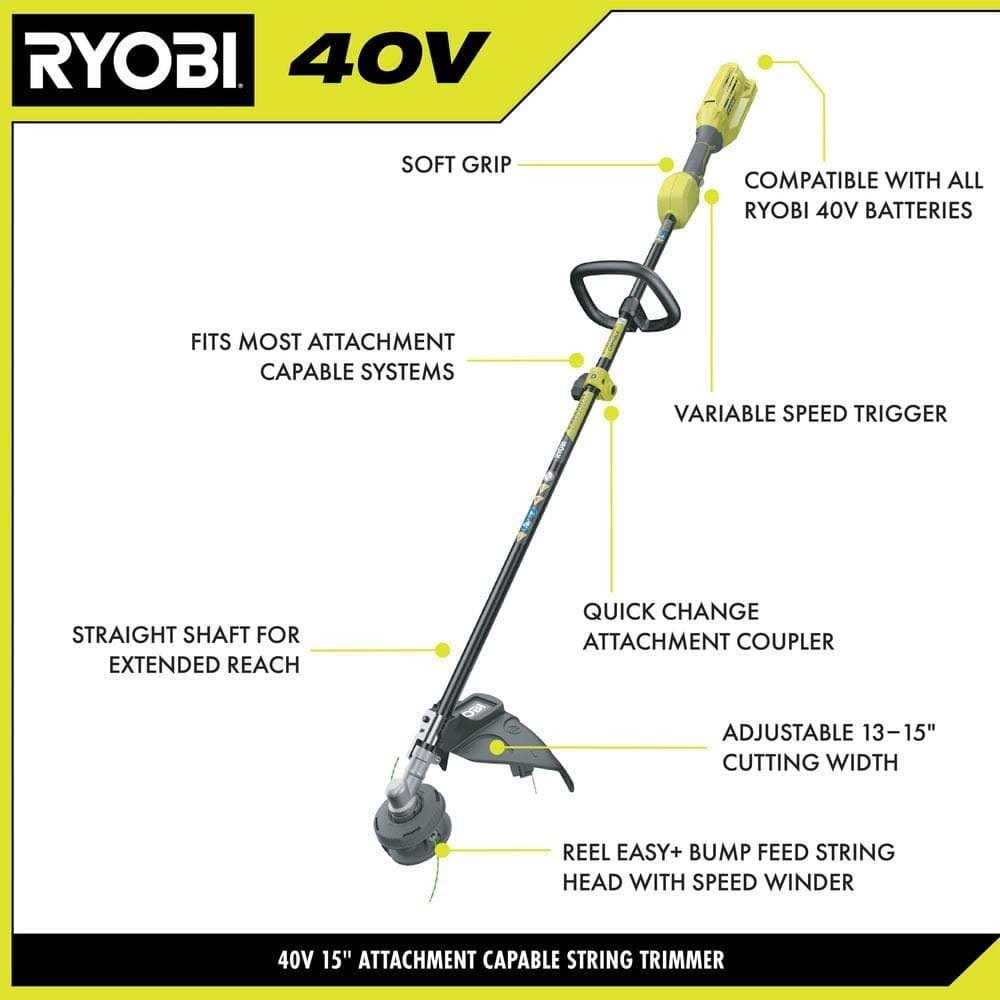 Ryobi 40V Expand-It Cordless Attachment Capable String Trimmer Battery and Charger - Image 5