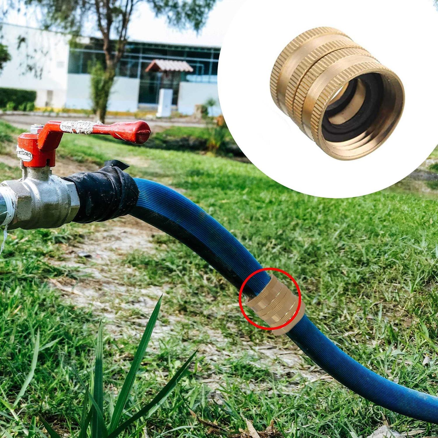 Hourleey Garden Hose Adapter 3/4 Inch Solid Brass Hose Connectors - Image 4
