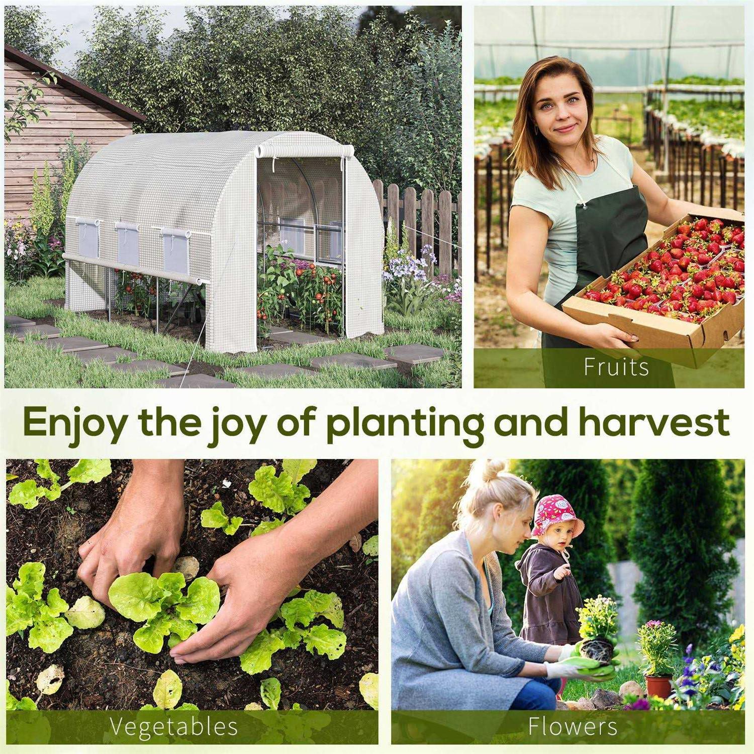 Outsunny 10' x 7' x 7' Walk-in Tunnel Greenhouse with Quality PE Cover, Zipper Doors and Mesh Windows - Image 2
