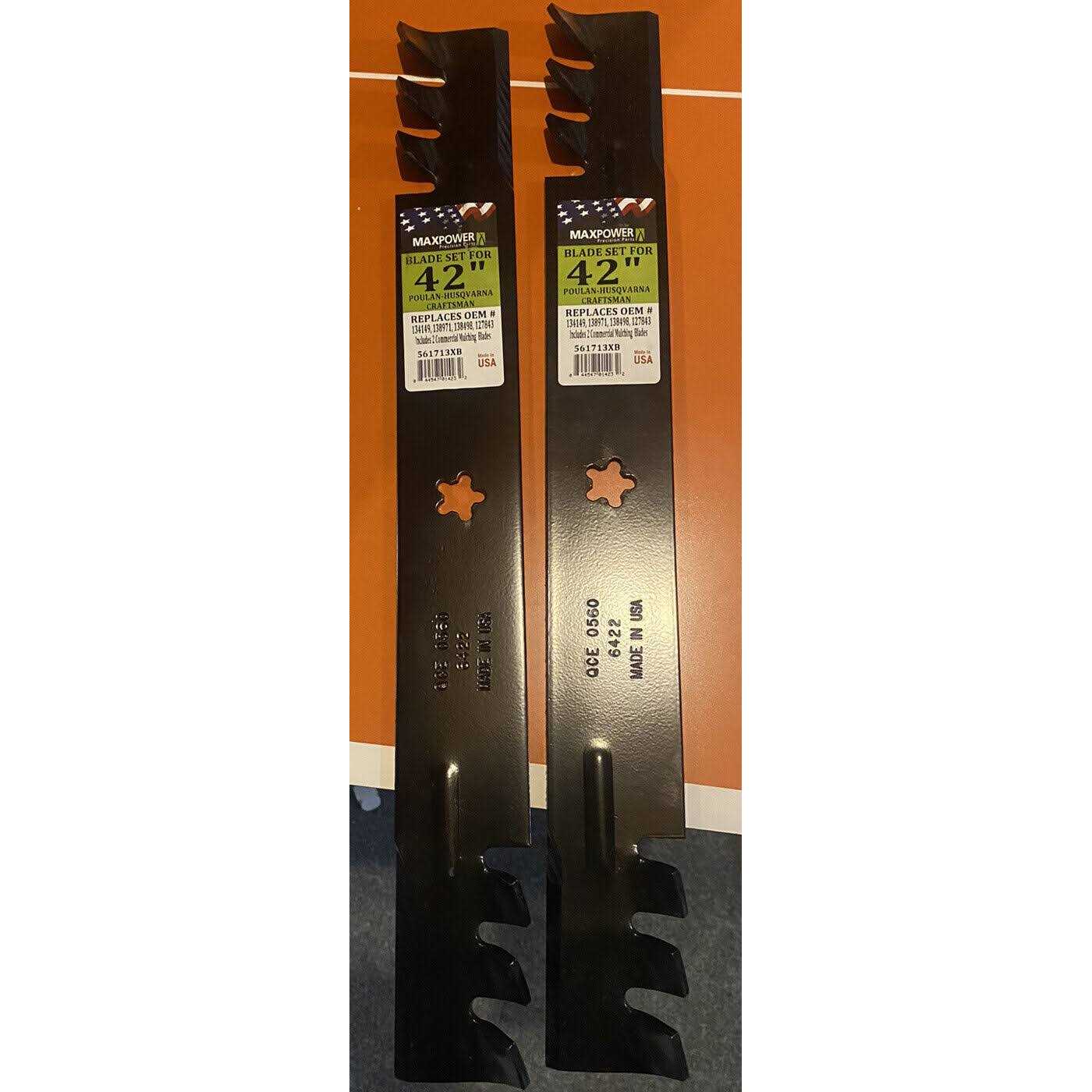 Maxpower 561713XB Commercial Mulching 2-Blade Set for 42 Poulan/Husqvarna/Craftsman - Image 2