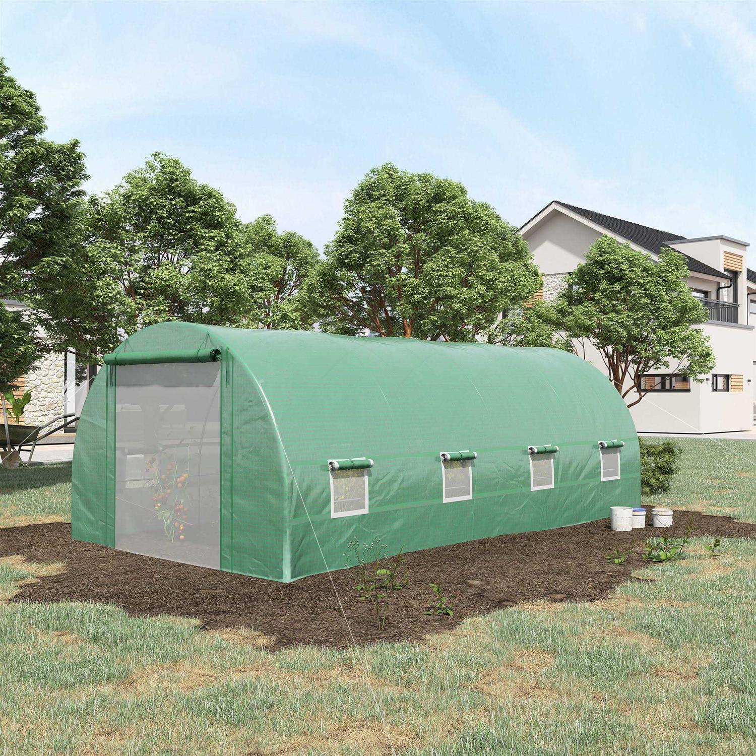 Outsunny Walk-In Tunnel Greenhouse with 8 Windows & Roll Up Door - Image 2