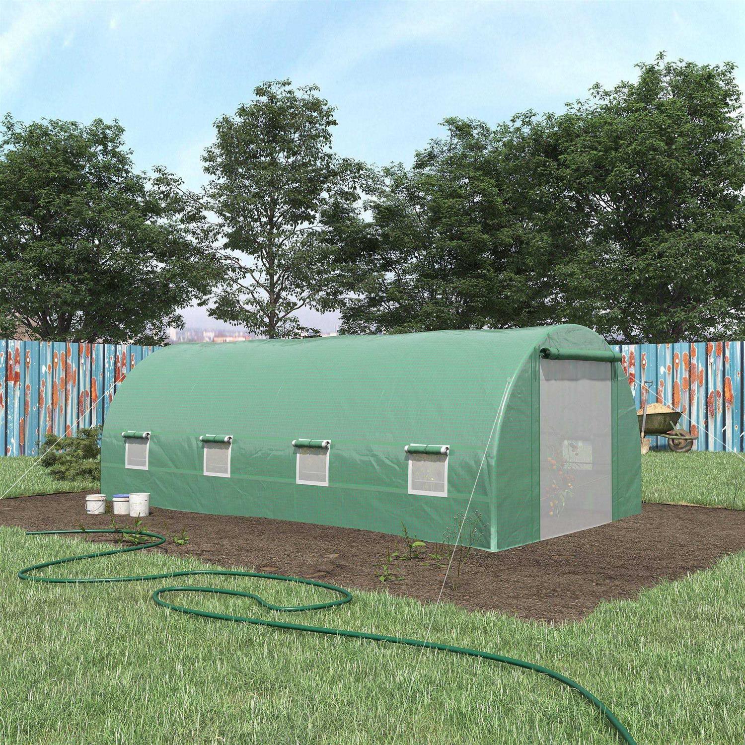 Outsunny Walk-In Tunnel Greenhouse with 8 Windows & Roll Up Door - Image 4