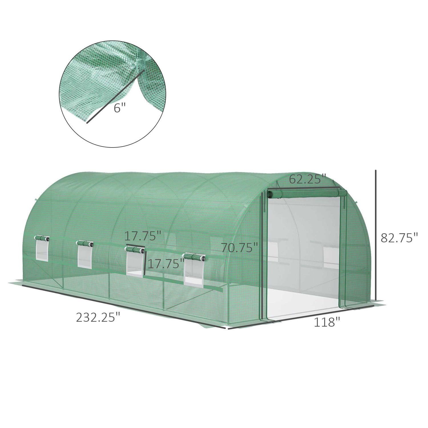 Outsunny Walk-In Tunnel Greenhouse with 8 Windows & Roll Up Door - Image 5