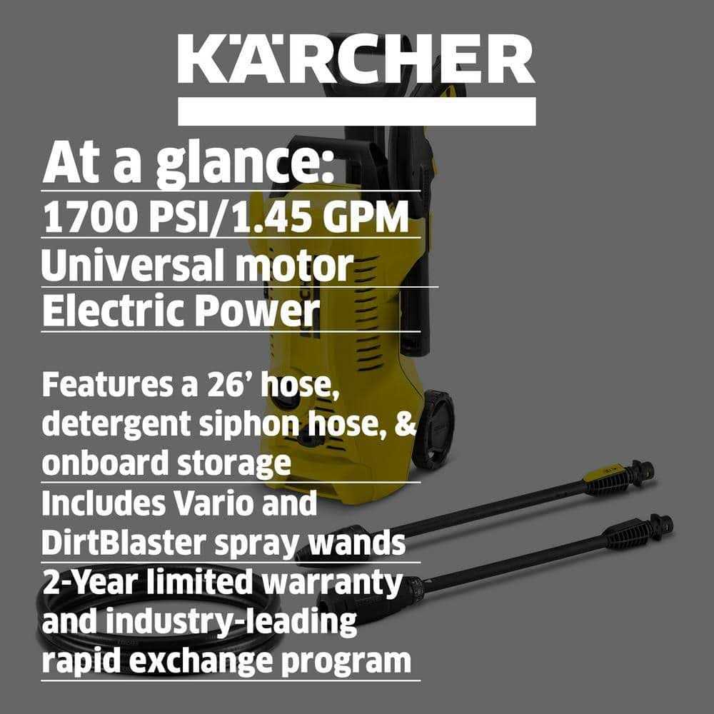 Karcher K 2 Power Control 1700 PSI 1.45 GPM Electric Pressure Washer - Image 3