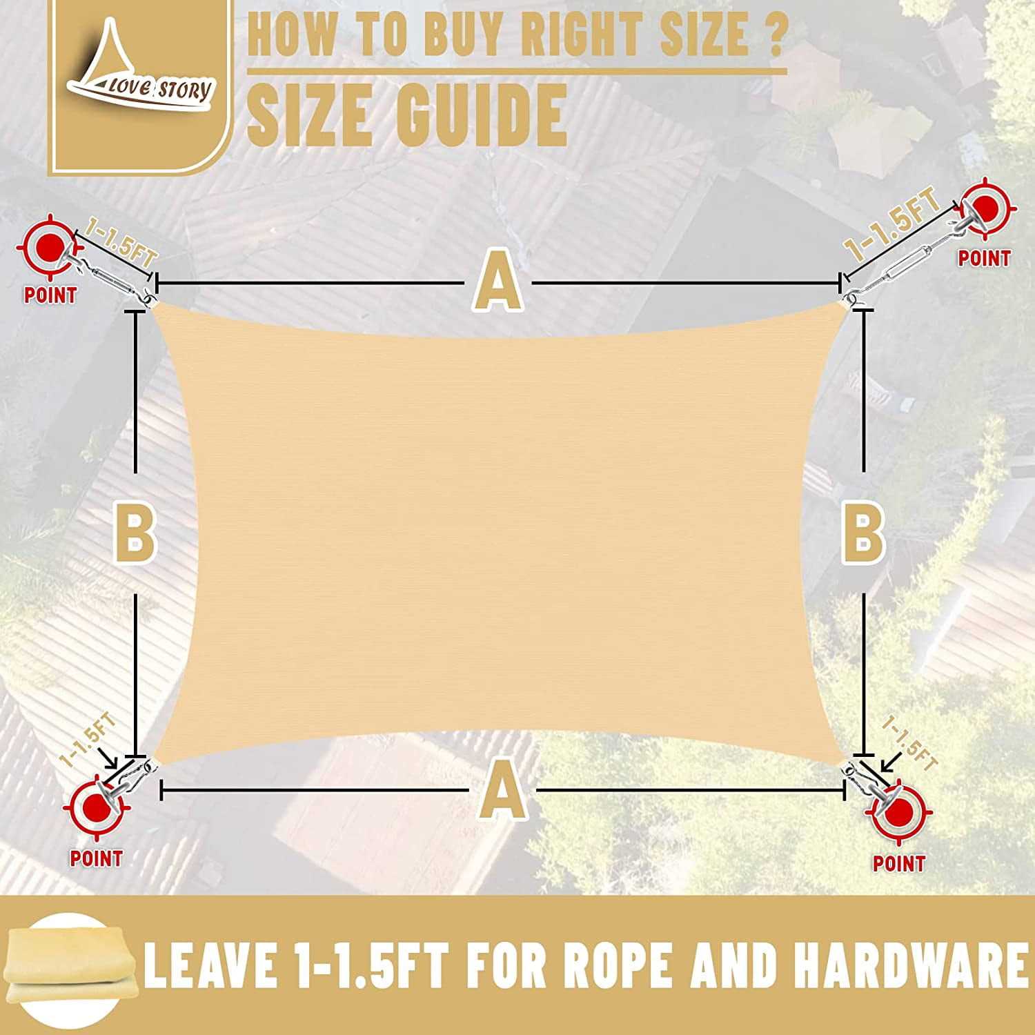 Love Story Sun Shade Sail Rectangle Canopy UV Block Cover for Outdoor Patio Backyard Garden - Image 5