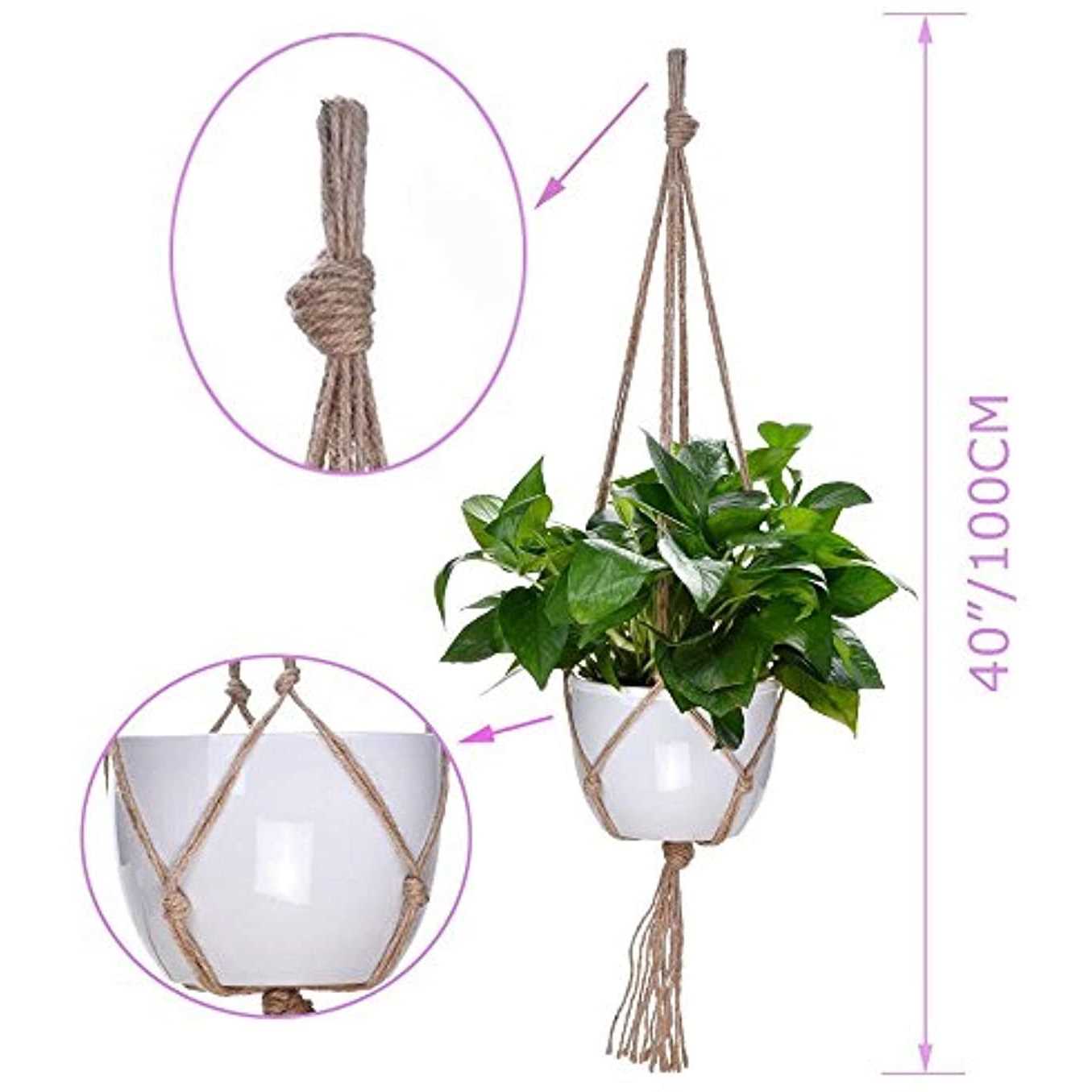 Plant Hanger 10 Pieces Hanging Planter Flower Pot Plant Holder Basket Jute Rope Holder for Indoor Outdoor Garden Home Decorations - Image 4