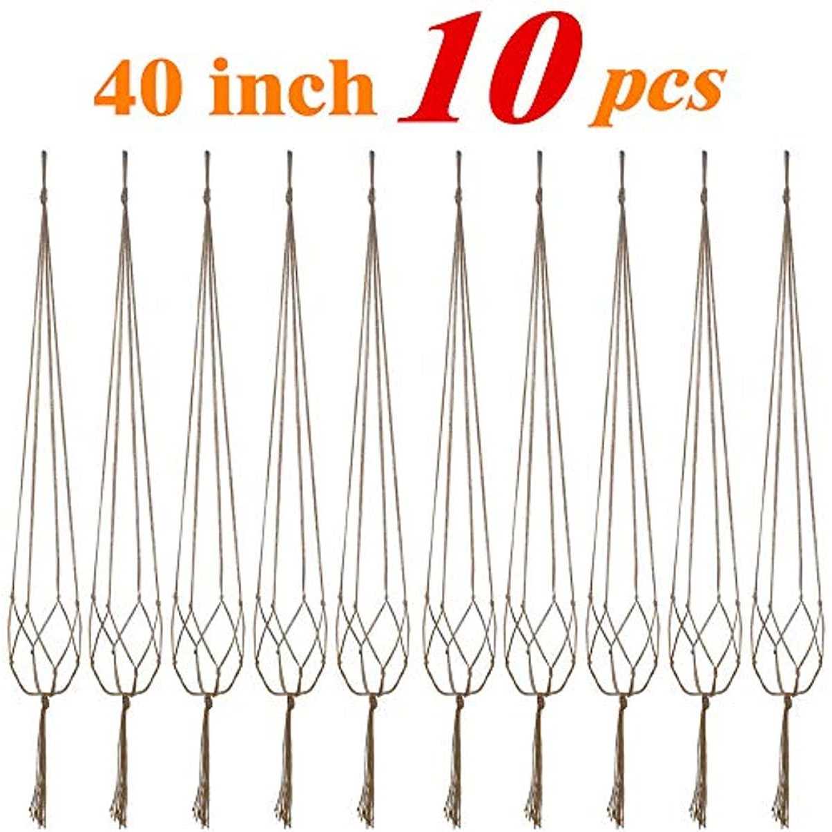 Plant Hanger 10 Pieces Hanging Planter Flower Pot Plant Holder Basket Jute Rope Holder for Indoor Outdoor Garden Home Decorations - Image 5