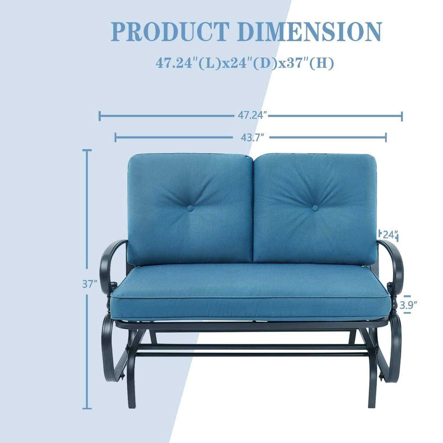 Incbruce Outdoor Glider Rocking Chair Patio Glider Bench For 2 Person - Image 3