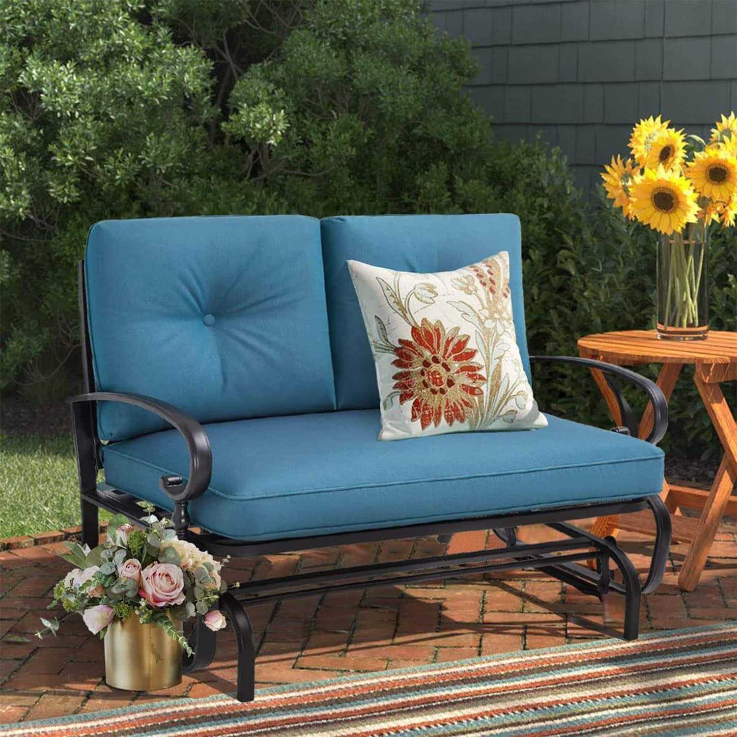 Incbruce Outdoor Glider Rocking Chair Patio Glider Bench For 2 Person - Image 5