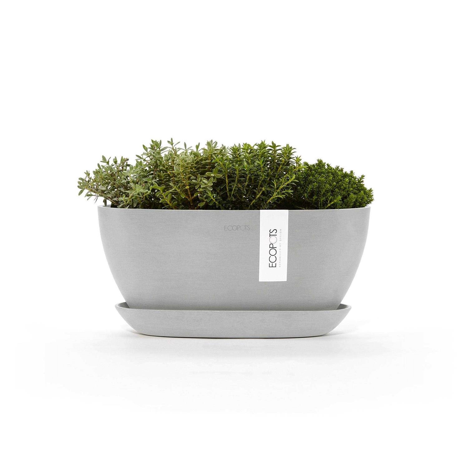 Ecopots Sofia Indoor/Outdoor Modern Plastic Oval Flower Pot Planter with Water Reservoir - Image 2