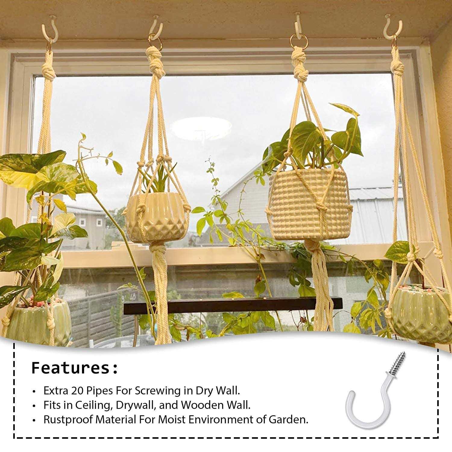 Etoolia Ceiling Hooks for Hanging Plants 2.9 Plant and Hooks - Image 5
