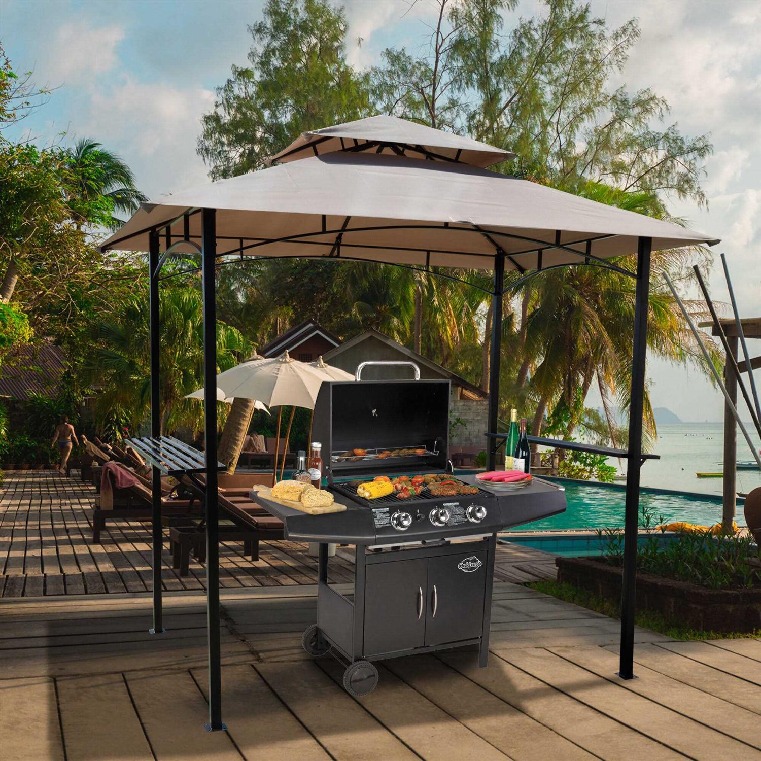 Kozyard Andra 8'X5' Soft Top Barbecue Grill Canopy with 4pcs LED Light