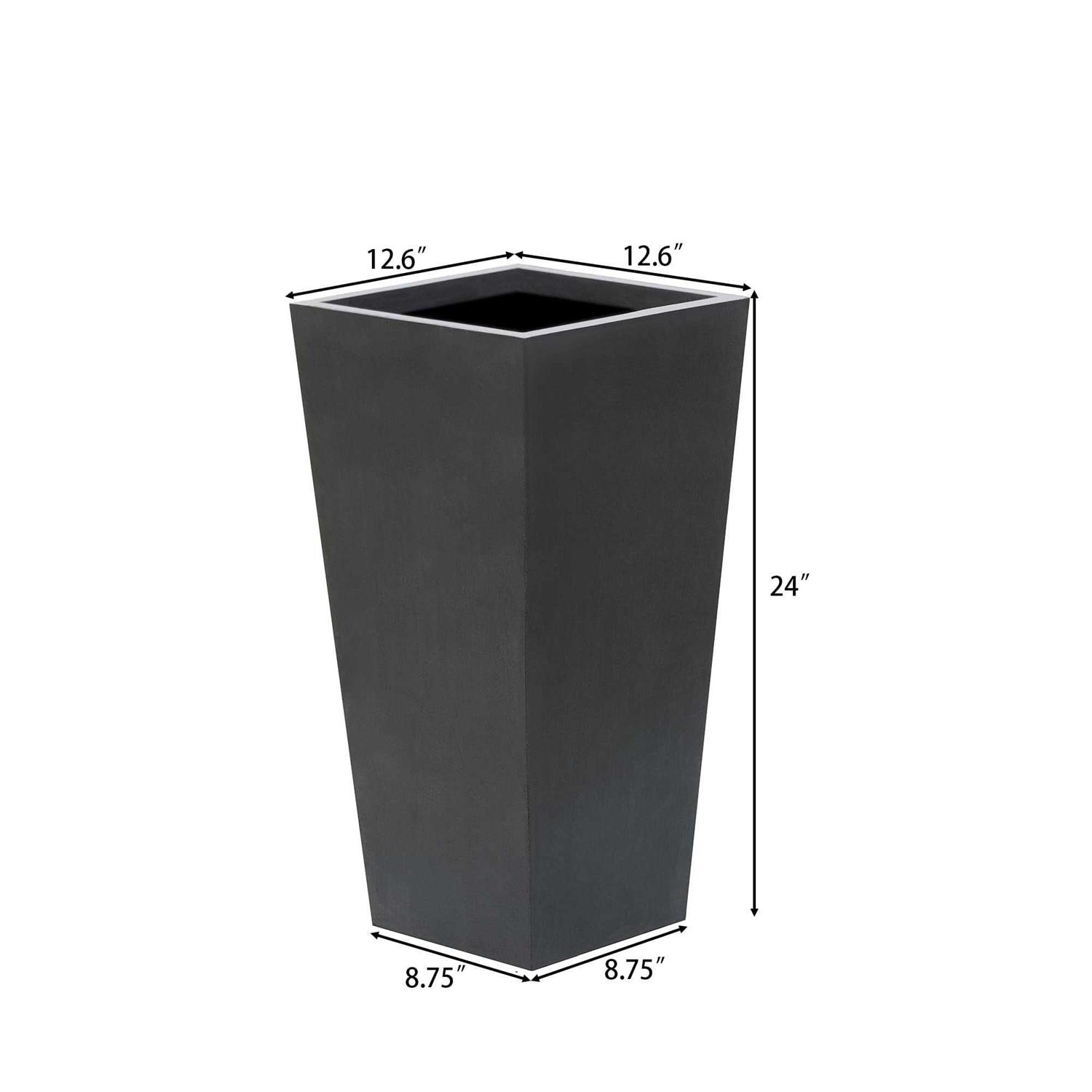 Luxen Home Black MgO H Tall Tapered Planter - Image 2