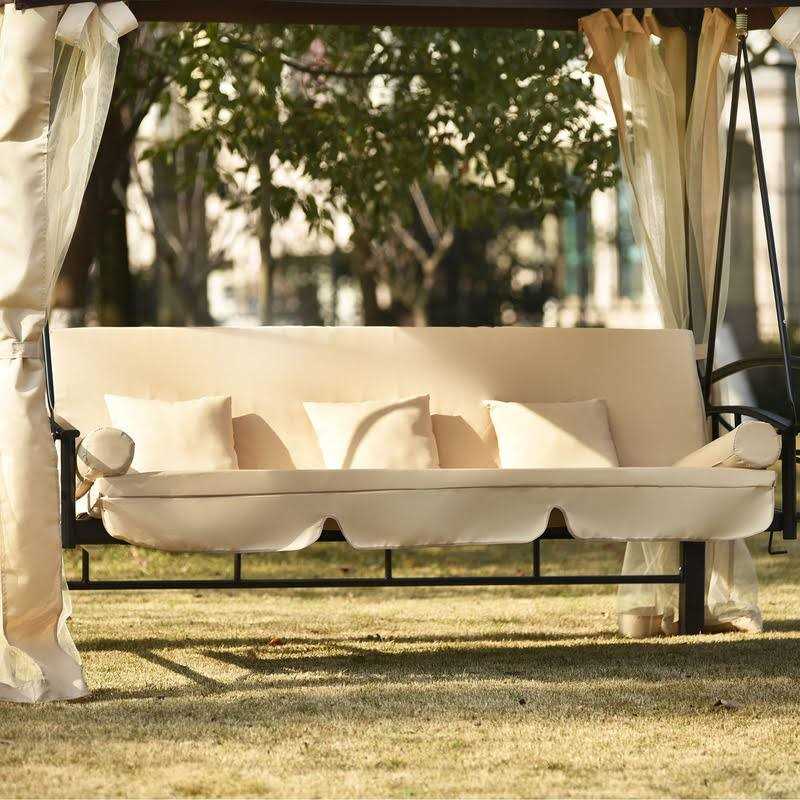 Morhome 3 Person Outdoor Patio Chair Gazebo Swing with Double Tier Canopy - Image 2