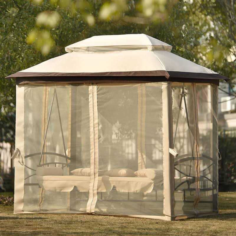 Morhome 3 Person Outdoor Patio Chair Gazebo Swing with Double Tier Canopy - Image 3