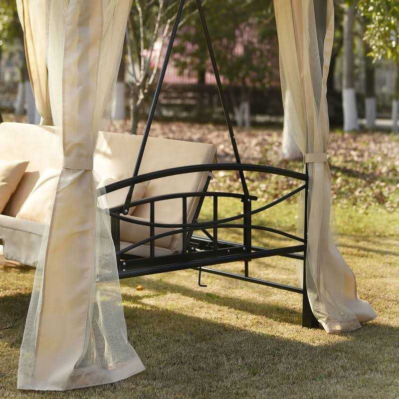 Morhome 3 Person Outdoor Patio Chair Gazebo Swing with Double Tier Canopy - Image 4