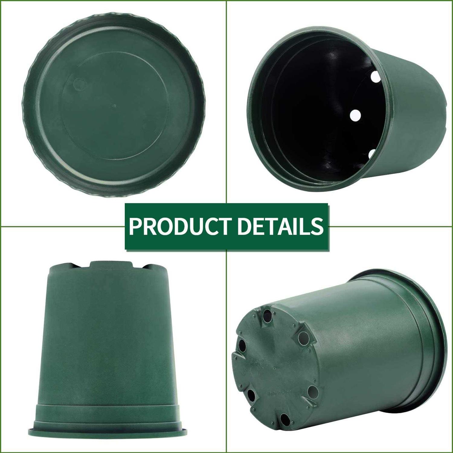 Mhonniwa 1 Gallon Nursery Pots for Plants 12 Set 6.3 Inch Plastic Pots with Drainage Hole and Saucer for Gardening Plants - Image 2