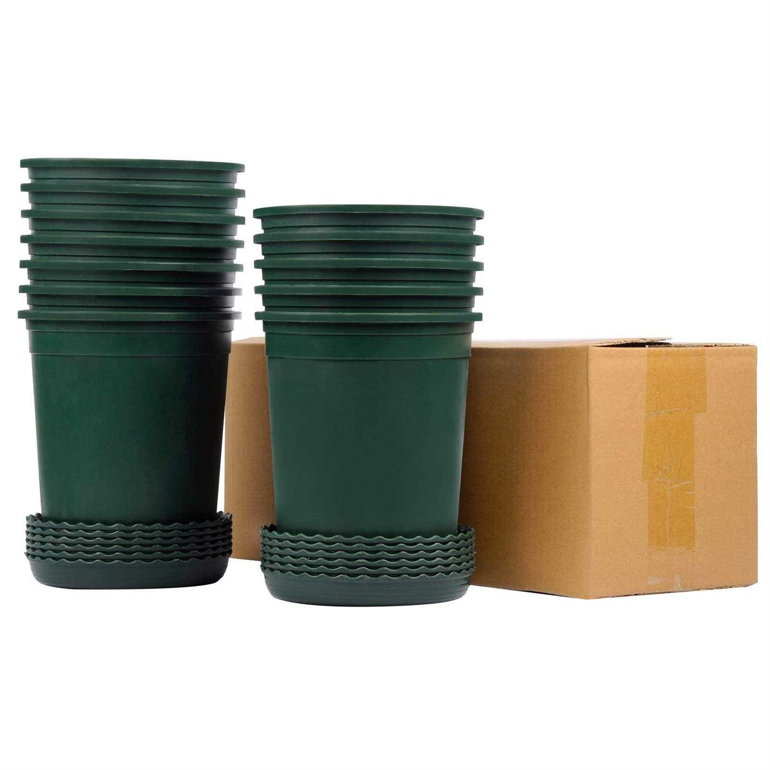 Mhonniwa 1 Gallon Nursery Pots for Plants 12 Set 6.3 Inch Plastic Pots with Drainage Hole and Saucer for Gardening Plants - Image 3
