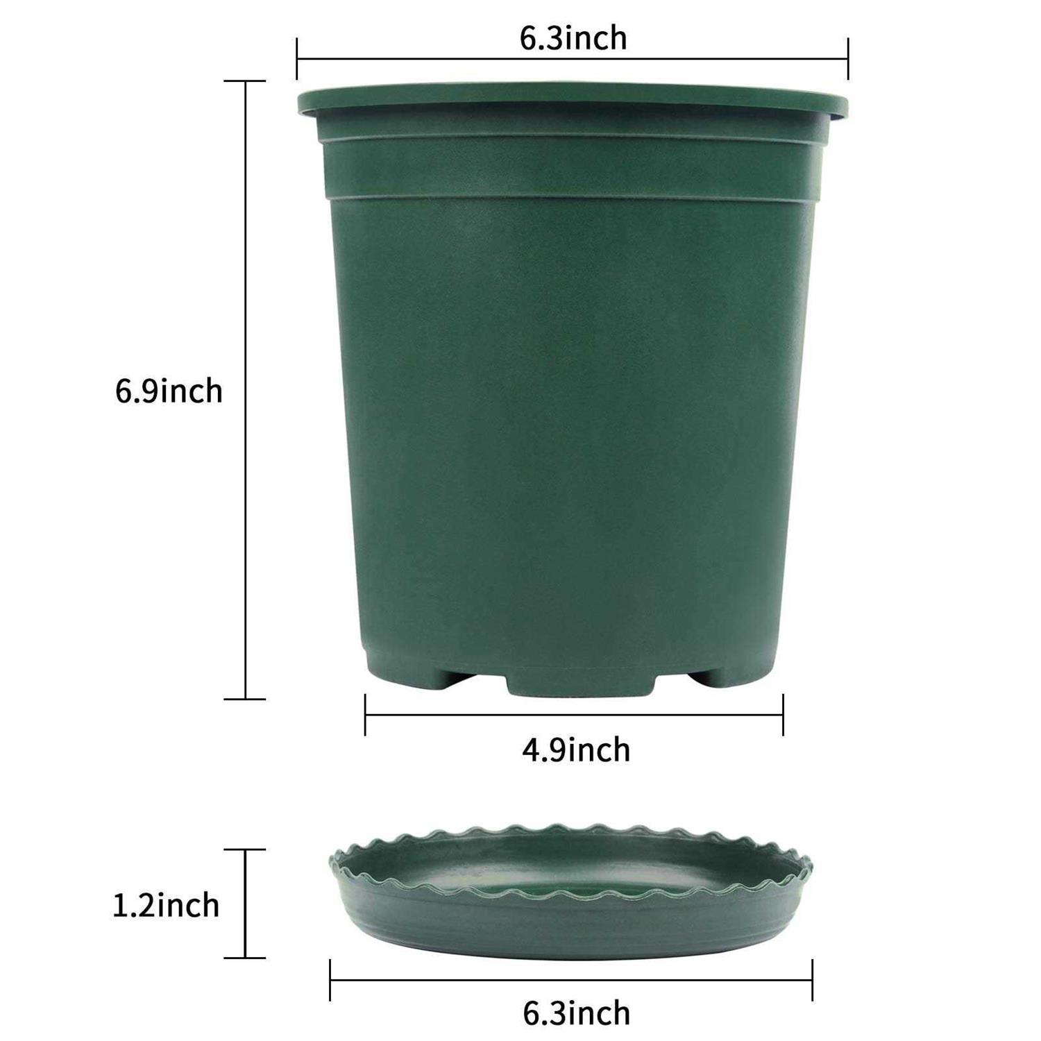 Mhonniwa 1 Gallon Nursery Pots for Plants 12 Set 6.3 Inch Plastic Pots with Drainage Hole and Saucer for Gardening Plants - Image 5