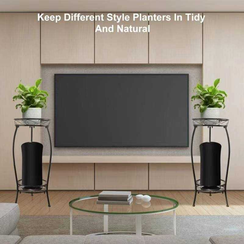 IFGHAS Tall Plant Stands Indoor Outdoor 2tier Metal Potted Flower Pot Stand For Multiple Planter,Heavy Duty Iron Planter Shelves Rack Anti-rust - Image 2