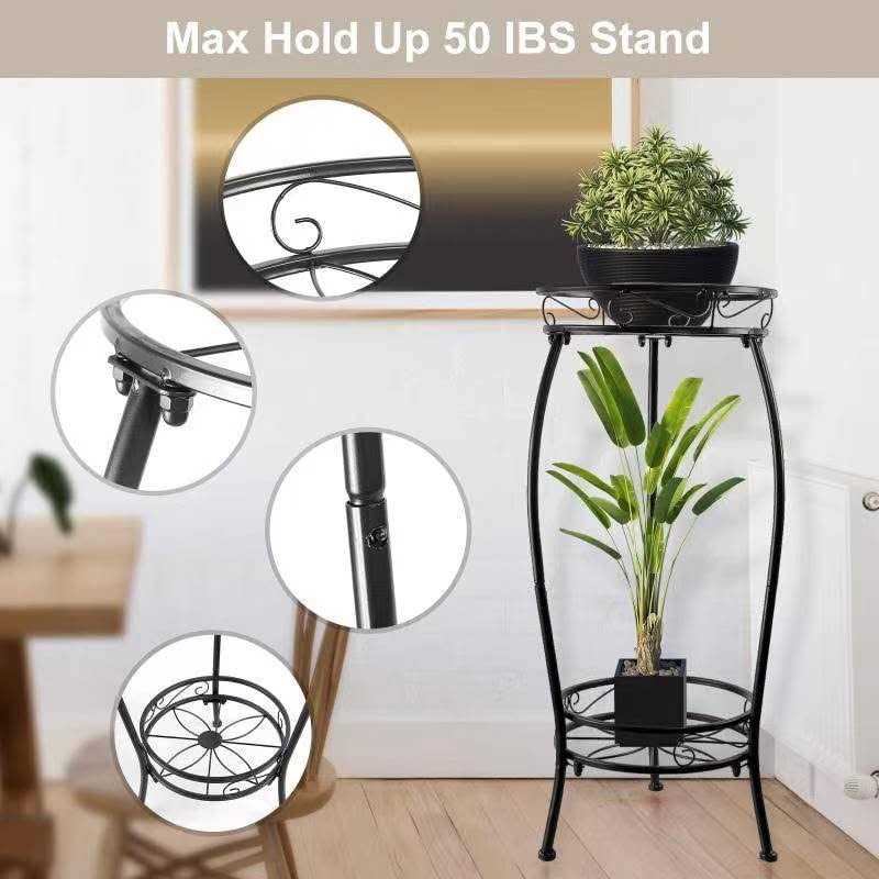 IFGHAS Tall Plant Stands Indoor Outdoor 2tier Metal Potted Flower Pot Stand For Multiple Planter,Heavy Duty Iron Planter Shelves Rack Anti-rust - Image 3