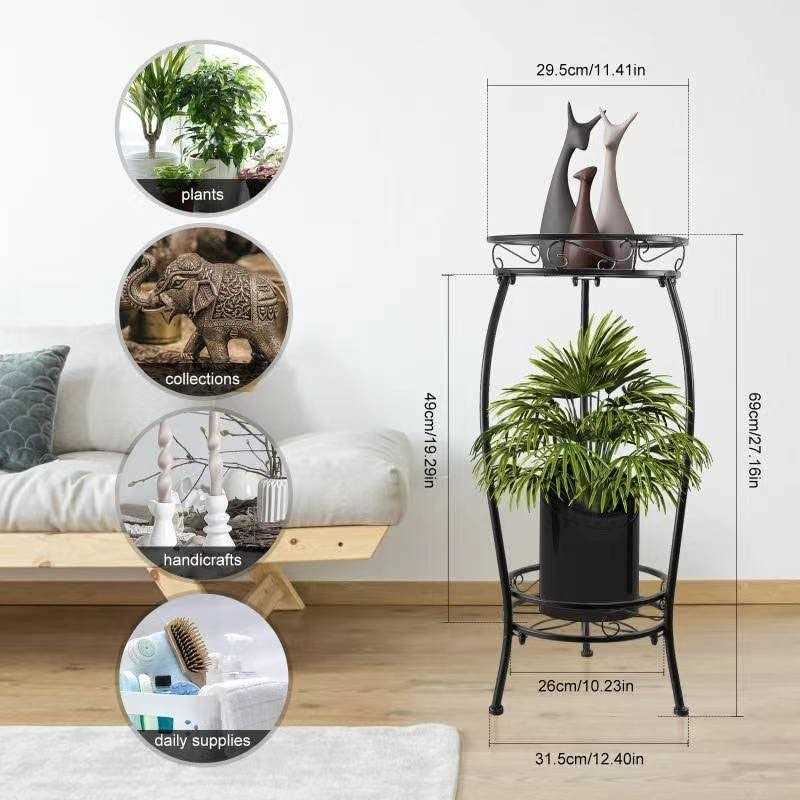 IFGHAS Tall Plant Stands Indoor Outdoor 2tier Metal Potted Flower Pot Stand For Multiple Planter,Heavy Duty Iron Planter Shelves Rack Anti-rust - Image 4