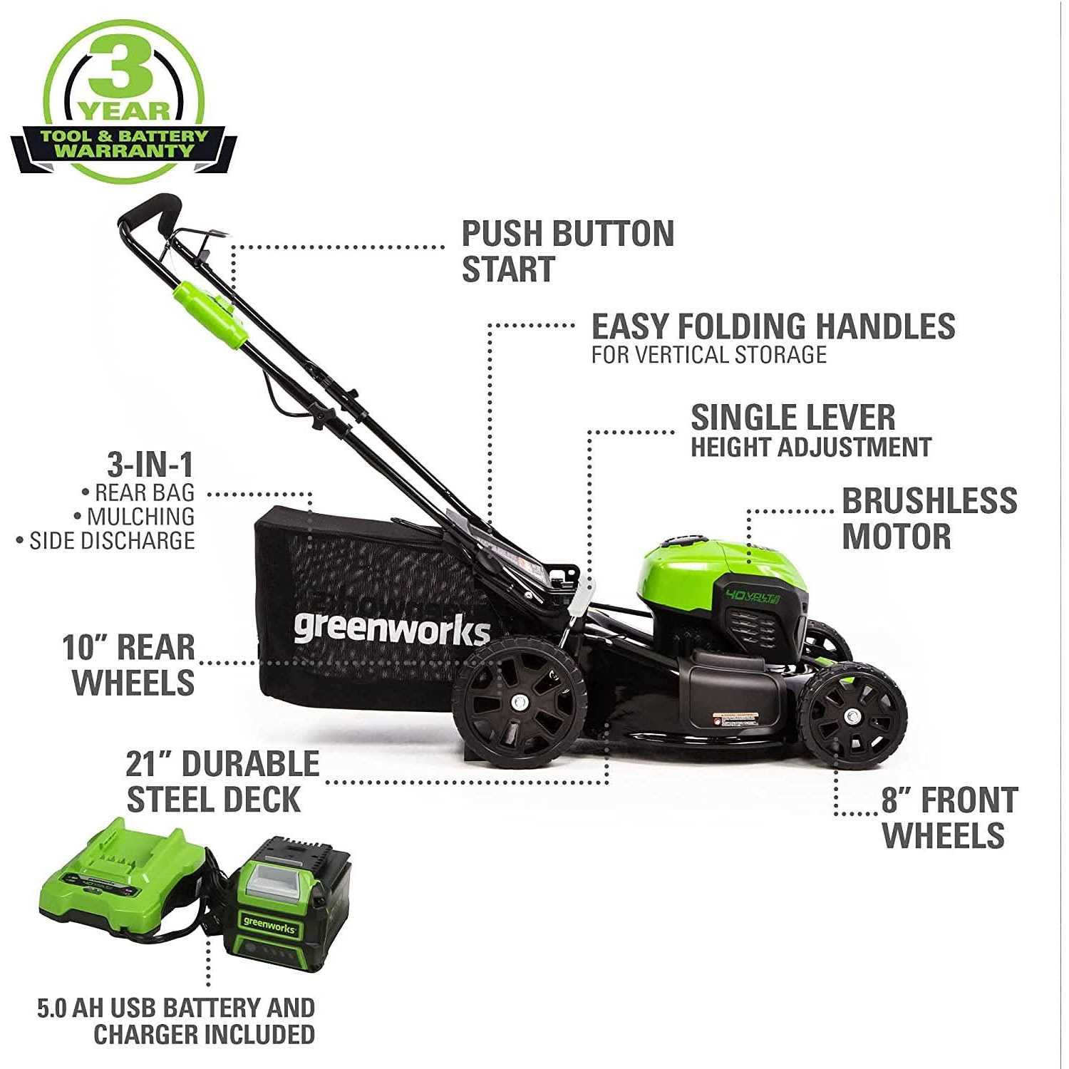 Greenworks 60V 21'' Cordless Brushless 3-in-1 - Image 3