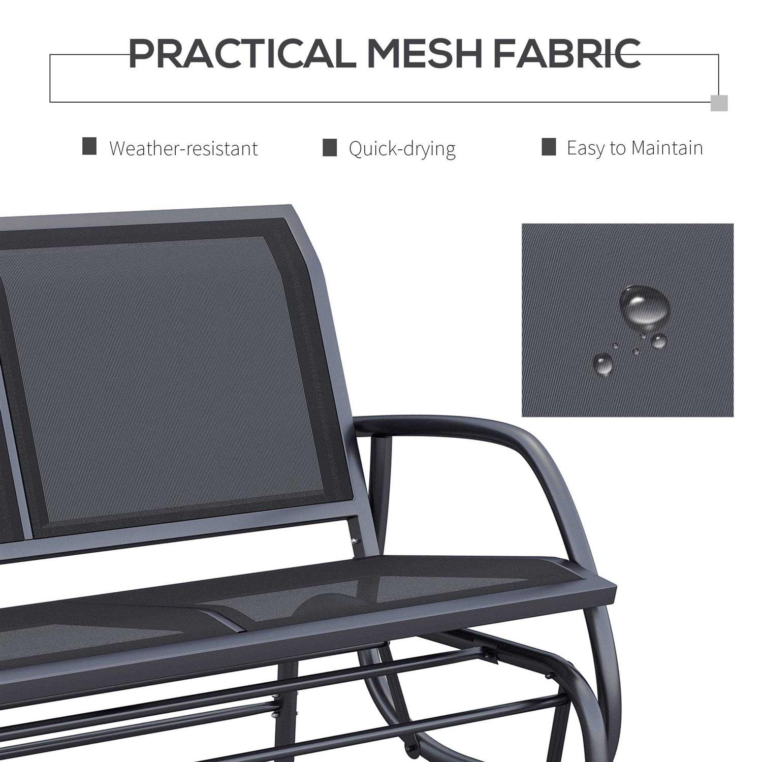 Outsunny 2-Person Glider Bench Rocking Chair - Image 3