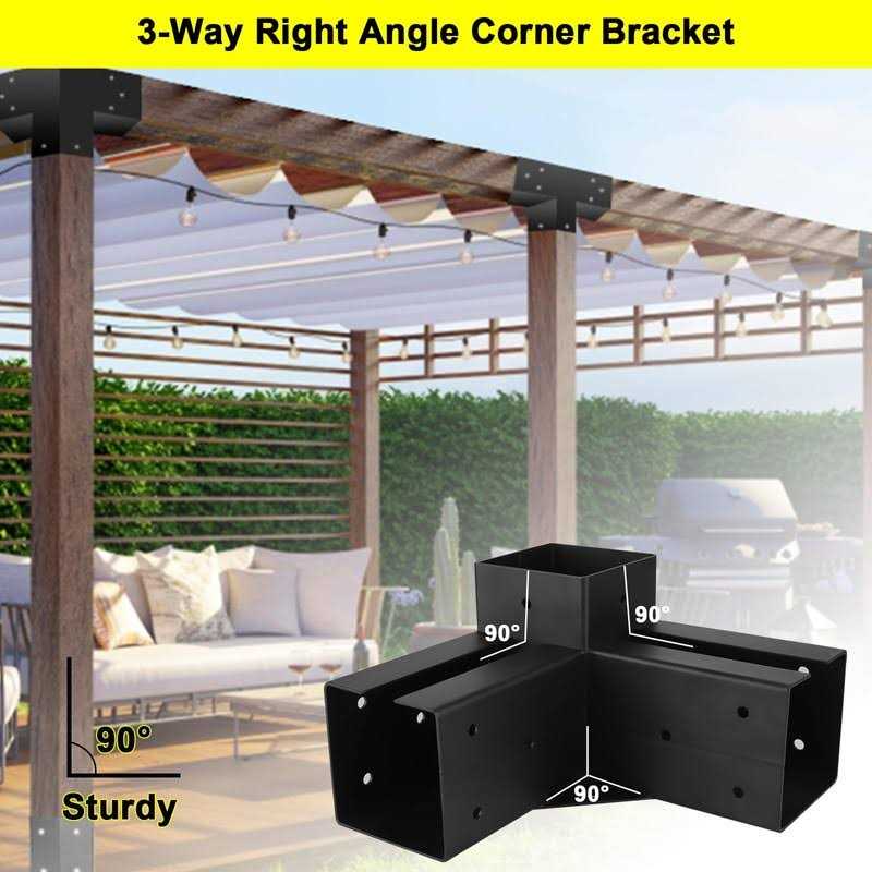 Pergola Gazebo Brackets-Kit 4x4 Yzzwer 3-Way DIY Pergola Right Angle Corner Bracket for Wood Beams - Image 2
