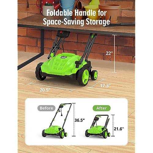 SWIPESMITH 13-Inch 12 Amp Electric Dethatcher Scarifier with Foldable Handle - Image 5