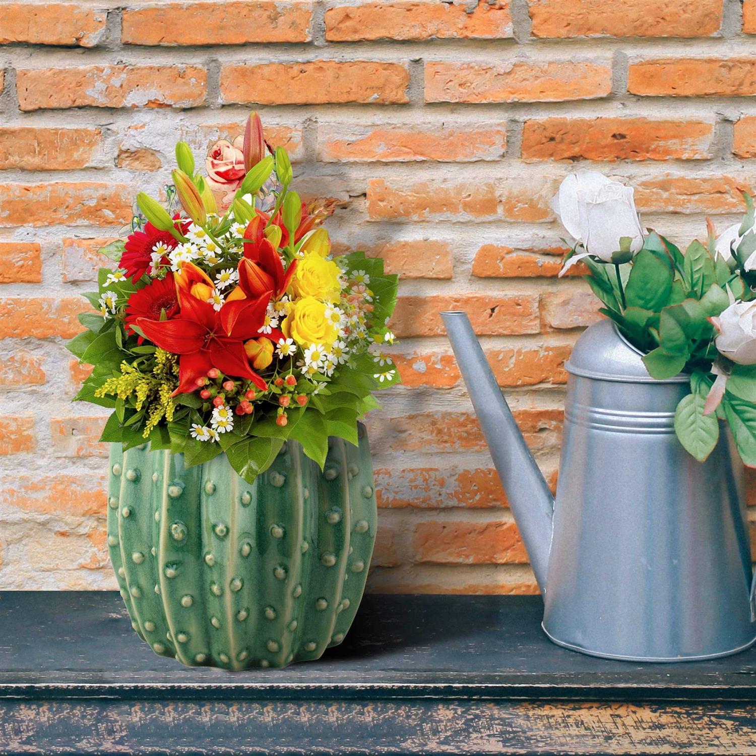 Stonebriar Collection Ceramic Cactus Planter - Image 2