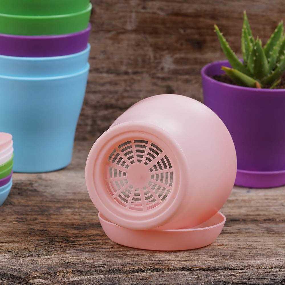 TDHDIKE 10 Pcs Plastic Planters Indoor Pots Mini Flower Seedlings Nursery Flower Pot with Pallet - Image 4