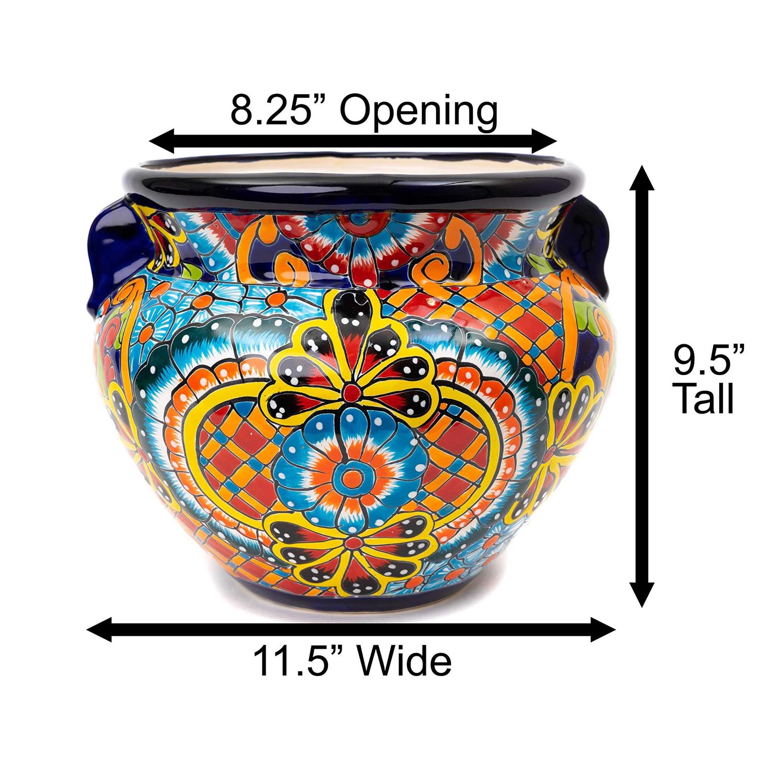Enchanted Talavera Mexican Pottery Ceramic Talavera Medium Michoacana Flower Pot Plant Palm Tree Pot Succulent Planter Garden Decor Multi Color 9.5 - Image 2