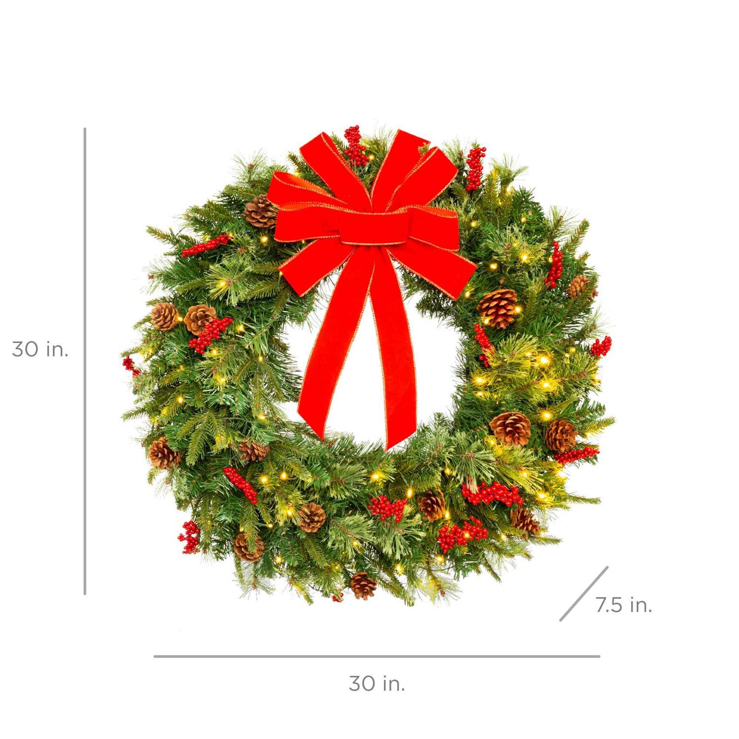 Best Choice Products Pre-Lit Battery Powered Christmas Wreath Decoration w Lights - Image 3