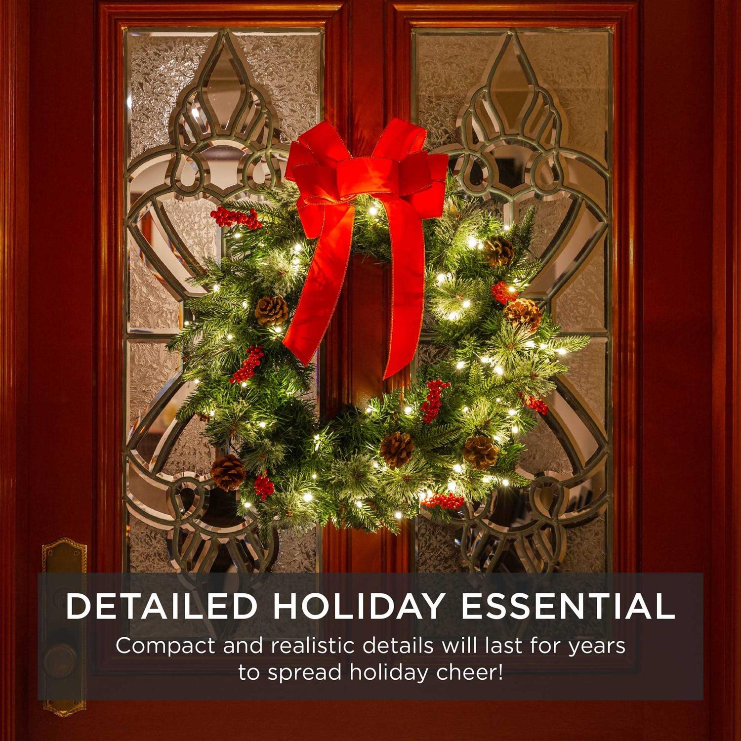 Best Choice Products Pre-Lit Battery Powered Christmas Wreath Decoration w Lights - Image 5