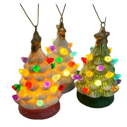 Wondershop Ceramic Christmas Tree Lighted Ornament Retro Lit - Image 3