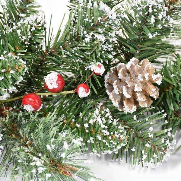 Astella 6 ft. Snow Cashmere Mix Pine Garland 106 Tips and Pinecones & Berry CG100 - Image 5