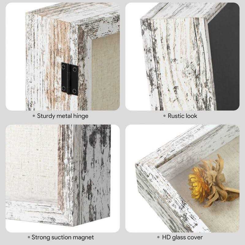Califortree 8x10 Shadow Box Frame with Linen Back Sturdy Rustic Memory Display Case of Flower Pictures Medals and More - Image 4