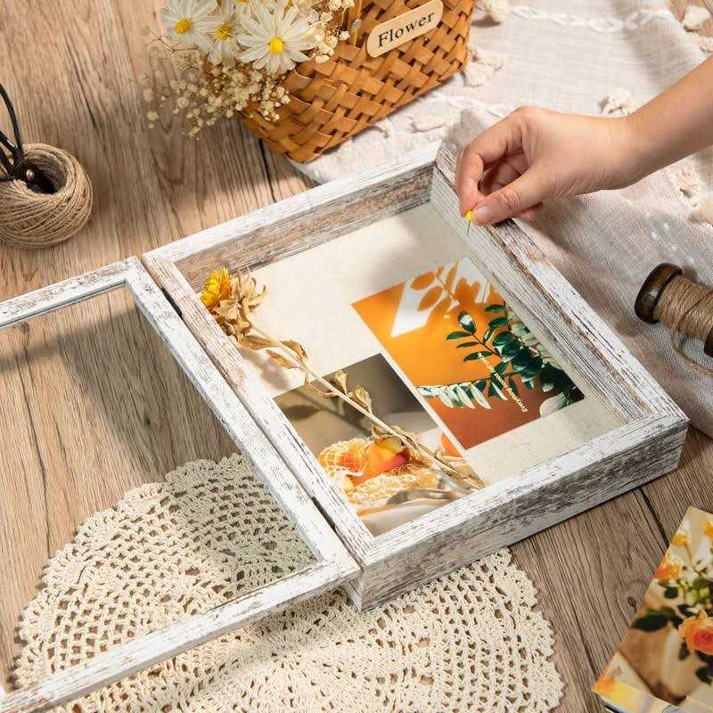 Califortree 8x10 Shadow Box Frame with Linen Back Sturdy Rustic Memory Display Case of Flower Pictures Medals and More - Image 5